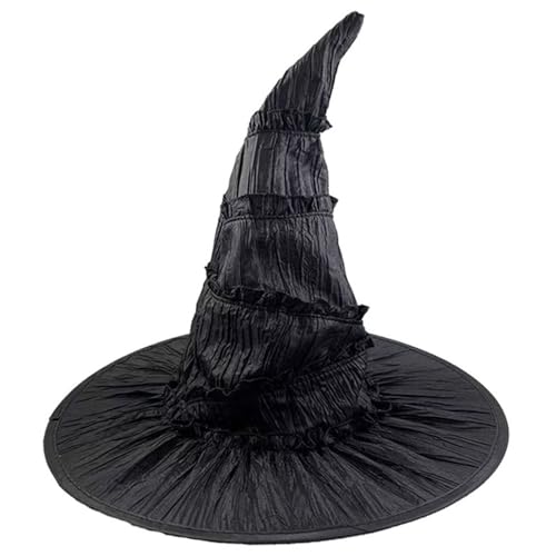 Rwigeboo Witch Hat 15.8x11.8 Ruched Wizard Hat Black Cap Witch Costume for Halloween Party Masquerade Cosplay von Rwigeboo