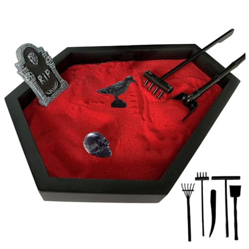 Rwigeboo Zen Garden für Schreibtisch, sargförmige Mini Zen Garden Kit Goth Accessoires für Büro Halloween Coffin Gothic Gothic Decor Geschenke Kit Rwigeboo Zen Garden für Schreibtisch, sargförmige Mini Zen Garden Kit Goth Accessoires für Büro Halloween Coffin Gothic Gothic Decor Geschenke Kit von Rwigeboo