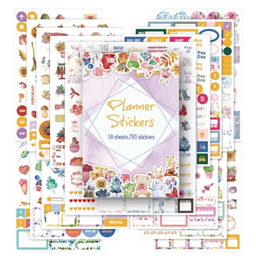Rwoythk Retro Planungsaufkleber - 18 Stück Sticker Set, Aufkleber für Scrapbook & Bullet Journal, sowie für Fotoalbum, Kalender, Tagebuch, DIY Scrapbooking für Kinder & Erwachsene Rwoythk Retro Planungsaufkleber - 18 Stück Sticker Set, Aufkleber für Scrapbook & Bullet Journal, sowie für Fotoalbum, Kalender, Tagebuch, DIY Scrapbooking für Kinder & Erwachsene von Rwoythk
