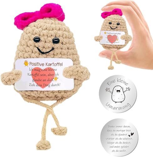 RxaGtn Positive Kartoffel, Mutmacher Geschenk, Kreative Glückskartoffel mit Ermutigungskarten und Kleinem Umarmungs Glücksbringer, Gute Besserung Geschenke Glücksbringer Prüfung Motivationsgeschenke von RxaGtn