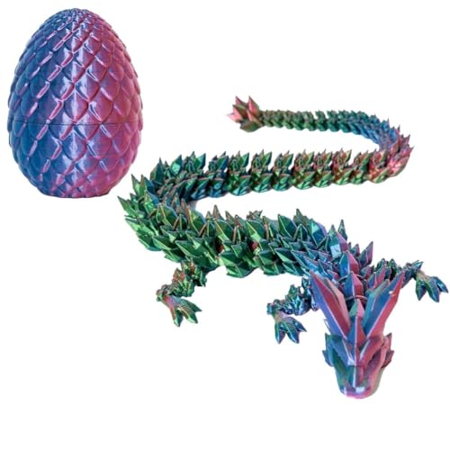 3D gedrucktes Drachenei mit Gelenk 30cm Kristalldrache innen, 13cm Mystery Oster Geschenk für Kinder, sicheres PLA Material, Home Decor für Fidget Spielzeug (1-Dazzling Color) von RxinDZ