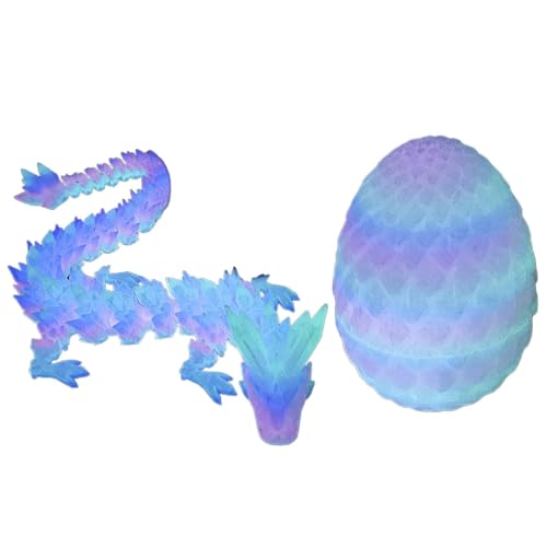 3D gedrucktes Drachenei mit Gelenk 30cm Kristalldrache innen, 13cm Mystery Oster Geschenk für Kinder, sicheres PLA Material, Home Decor für Fidget Spielzeug (11-Luminous Rainbow) von RxinDZ