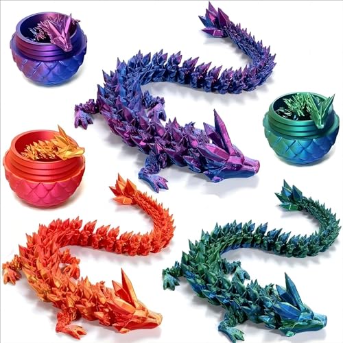 3D gedrucktes Drachenei mit Gelenk 30cm Kristalldrache innen, 13cm Mystery Oster Geschenk für Kinder, sicheres PLA Material, Home Decor für Fidget Spielzeug (15-3-in-1) von RxinDZ