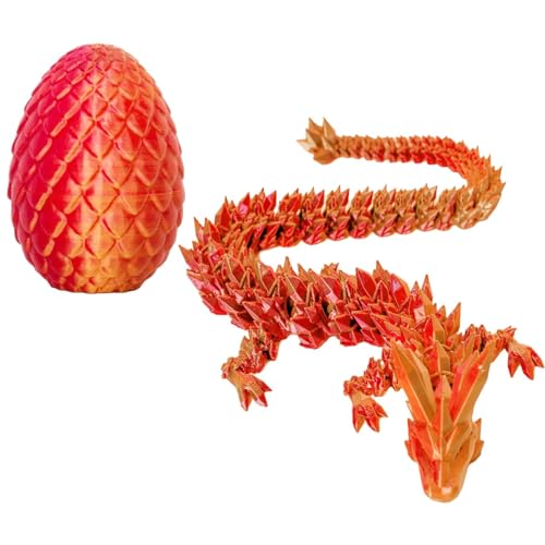 3D gedrucktes Drachenei mit Gelenk 30cm Kristalldrache innen, 13cm Mystery Oster Geschenk für Kinder, sicheres PLA Material, Home Decor für Fidget Spielzeug (4-Laser Red) von RxinDZ