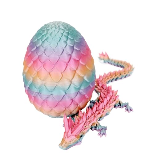 RxinDZ 3D gedrucktes Drachenei mit Gelenk 30cm Kristalldrache innen, 13cm Mystery Oster Geschenk für Kinder, sicheres PLA Material, Home Decor für Fidget Spielzeug (10-Silk Candy Color) von RxinDZ