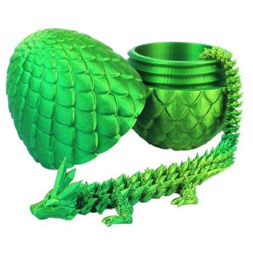 RxinDZ 3D gedrucktes Drachenei mit Gelenk 30cm Kristalldrache innen, 13cm Mystery Oster Geschenk für Kinder, sicheres PLA Material, Home Decor für Fidget Spielzeug (5-Dreamy Green) von RxinDZ