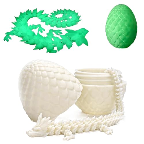 RxinDZ 3D gedrucktes Drachenei mit Gelenk 30cm Kristalldrache innen, 13cm Mystery Oster Geschenk für Kinder, sicheres PLA Material, Home Decor für Fidget Spielzeug (8-Luminous Green) von RxinDZ
