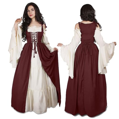 Rxuaw Damen Cosplay Mittelalter Kleid Renaissance Ball Gothic Halloween Kostüm für Outdoor Reisen Kleidung von Rxuaw