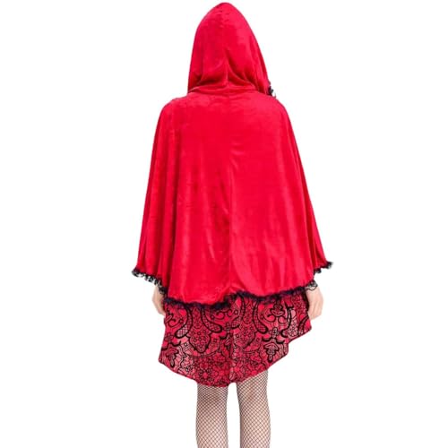 Rxuaw Halloween-Rotkäppchen Halloween Cosplay Kostüme Bühnenkleid Umhang für Nachtclub-Königin-Kostüm von Rxuaw