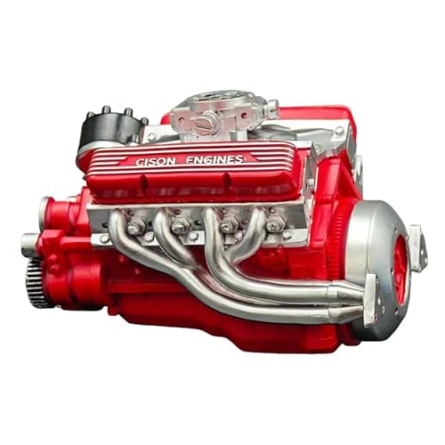 Engine Model Kit, Benzin OHV V8 Small-Block Motor Bausatz, für Hobby, Ausstellung, Werkstatt, Garage, Geburtstag, Zuhause, Werkbank, Dekoration (Red) von RynoPulse