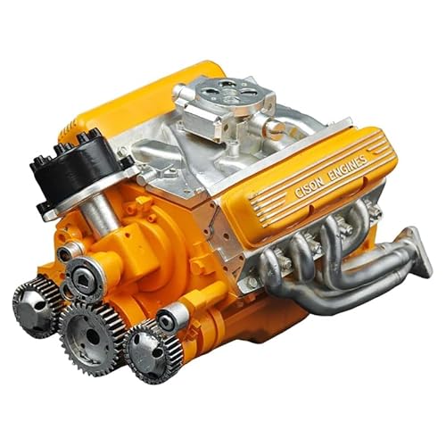 Engine Model Kit, Benzin OHV V8 Small-Block Motor Bausatz, für Hobby, Ausstellung, Werkstatt, Garage, Geburtstag, Zuhause, Werkbank, Dekoration (Yellow) von RynoPulse