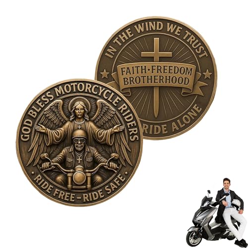 Motorrad Segen Münze, Gott Segen Motorradfahrer Herausforderung Münze, Ride Free-Ride Safe Pocket Token Andenken, Biker Segen Geschenk (1 Stück) von RynoPulse