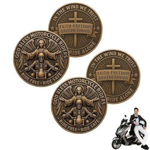 Motorrad Segen Münze, Gott Segen Motorradfahrer Herausforderung Münze, Ride Free-Ride Safe Pocket Token Andenken, Biker Segen Geschenk (2 Stück) von RynoPulse