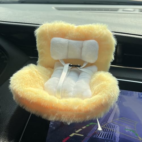 Puppenautositz für 10–17 cm große Puppen, mit Luftauslass-Clip, Zubehör für Labubu-Puppen, niedliche funktionale Autodekoration, weiches, pelziges Kissen für Blindbox-Puppenfans und Sammler (Gelb) Puppenautositz für 10–17 cm große Puppen, mit Luftauslass-Clip, Zubehör für Labubu-Puppen, niedliche funktionale Autodekoration, weiches, pelziges Kissen für Blindbox-Puppenfans und Sammler (Gelb) von RynoPulse
