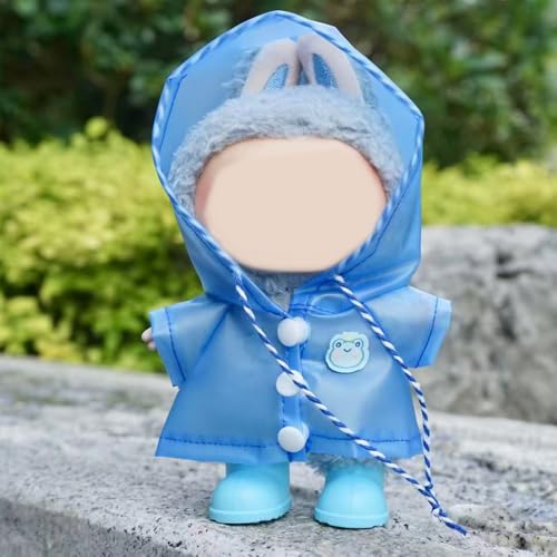 Regenmantel-Outfit für Labubu 17cm Puppen (Keine Puppe), Regenmantel- und Regenstiefel-Set, Regenbekleidung für kleine Tiere mit Kapuze, Kleidung Zubehör für Labubu (Frosch-Regenmantel) von RynoPulse