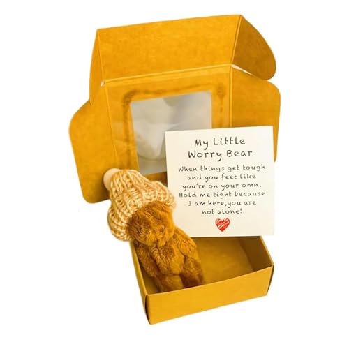 RynoPulse Kleiner Bär in Box, Sorgenbär Umarmung in einer Box mit inspirierender Karte, der ultimative Partner für emotionale Unterstützung, Beileidsgeschenk für Weihnachten und Valentinstag, süßes RynoPulse Kleiner Bär in Box, Sorgenbär Umarmung in einer Box mit inspirierender Karte, der ultimative Partner für emotionale Unterstützung, Beileidsgeschenk für Weihnachten und Valentinstag, süßes von RynoPulse