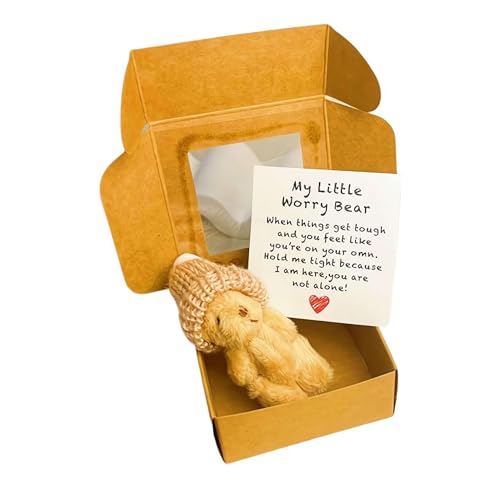 RynoPulse Kleiner Bär in Box, Sorgenbär Umarmung in einer Box mit inspirierender Karte, der ultimative Partner für emotionale Unterstützung, Beileidsgeschenk für Weihnachten und Valentinstag, süßes RynoPulse Kleiner Bär in Box, Sorgenbär Umarmung in einer Box mit inspirierender Karte, der ultimative Partner für emotionale Unterstützung, Beileidsgeschenk für Weihnachten und Valentinstag, süßes von RynoPulse
