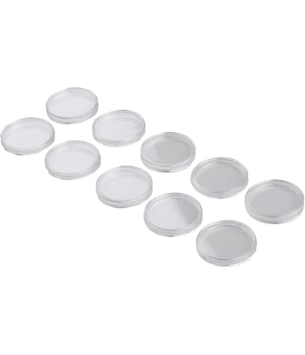 Rysydant 10 Stück transparente Kunststoff-Münzkapselhalter, runder Behälter, Schutzdichtung für Sammler, rundes Münzsammelzubehör mit Aufbewahrungsbox (50 mm) von Rysydant