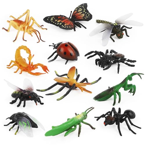 Ryvera Insekten Spielzeug, 12 Stück Realistische Käfer Figuren Set mit Marienkäfer Biene Schmetterling Ameise Grille Mantis Skorpion Spinne für Geburtstag Insekt Party Favors und Kuchen Dekoration Ryvera Insekten Spielzeug, 12 Stück Realistische Käfer Figuren Set mit Marienkäfer Biene Schmetterling Ameise Grille Mantis Skorpion Spinne für Geburtstag Insekt Party Favors und Kuchen Dekoration von Ryvera