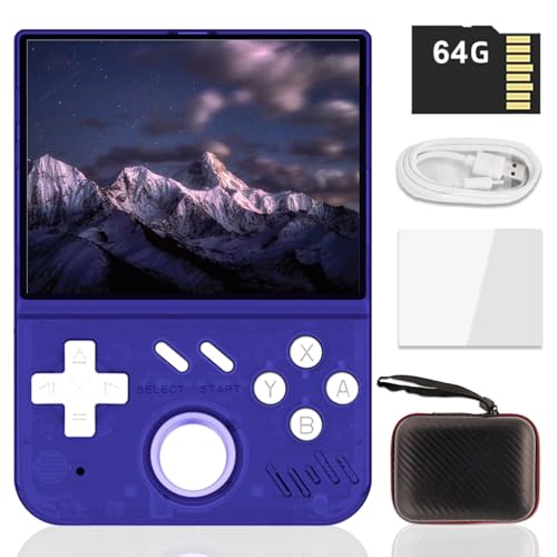 My Mini Handheld Spielkonsole,Retro Handheld Eingebaut in Linux OpenGL Es 3,2, 64G TF Karte 15000 Spiele,30 Emulatoren,3,5in IPS Bildschirm,4000mAh Handheld Game Console mit Tasche (Blau 64G) von S_way