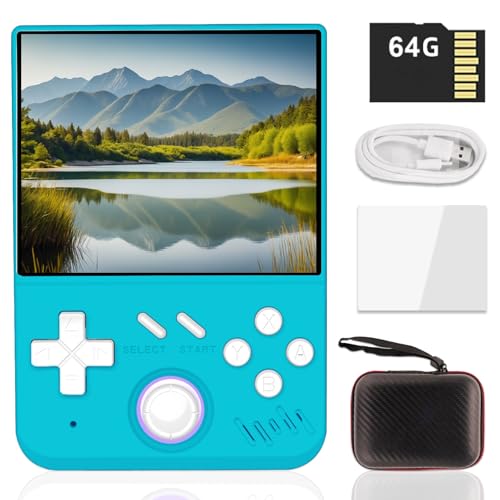 My Mini Handheld Spielkonsole,Retro Handheld Eingebaut in Linux OpenGL Es 3,2, 64G TF Karte 15000 Spiele,30 Emulatoren,3,5in IPS Bildschirm,4000mAh Handheld Game Console mit Tasche (Grün 64G) von S_way