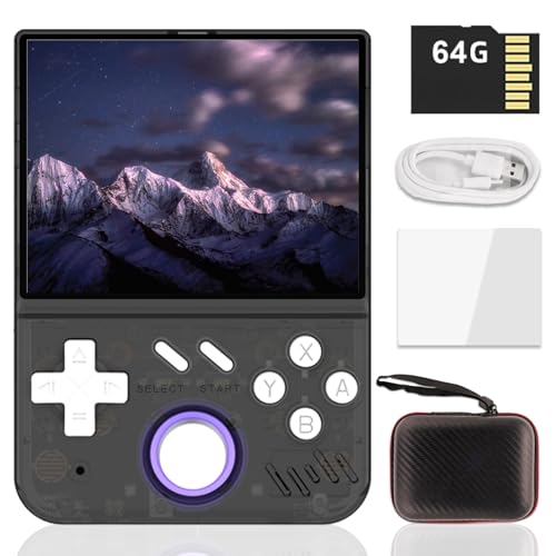 My Mini Handheld Spielkonsole,Retro Handheld Eingebaut in Linux OpenGL Es 3,2, 64G TF Karte 15000 Spiele,30 Emulatoren,3,5in IPS Bildschirm,4000mAh Handheld Game Console mit Tasche (Schwarz 64G) von S_way
