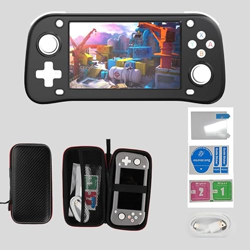 XF43 Handheld Spielkonsole, Retro Handheld Eingebaut in Linux System, 64G TF Karte 15000 Spiele, 30 Emulatoren, 4,3in IPS Bildschirm, 3000mAh Handheld Game Console mit Tasche (Schwarz 64G) von S_way