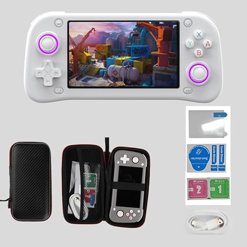 XF43 Handheld Spielkonsole, Retro Handheld Eingebaut in Linux System, 64G TF Karte 15000 Spiele, 30 Emulatoren, 4,3in IPS Bildschirm, 3000mAh Handheld Game Console mit Tasche (Weiß 64G) von S_way