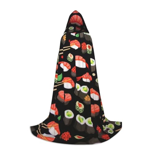Japanischer Sushi-Garnelen-Druck, Umhang mit Kapuze, Cosplay, Halloween, Karneval, Party, Dekoration, 130/150/170 cm, Hexenkostüm Japanischer Sushi-Garnelen-Druck, Umhang mit Kapuze, Cosplay, Halloween, Karneval, Party, Dekoration, 130/150/170 cm, Hexenkostüm von SAAKE