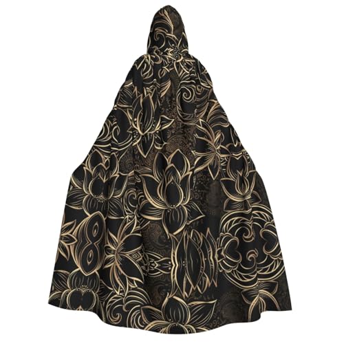 SAAKE Boho Gold Lotus Blumen Druck Kapuzenumhang Erwachsene Zauberer Kostüm Halloween Cosplay Karneval Maskerade Partys SAAKE Boho Gold Lotus Blumen Druck Kapuzenumhang Erwachsene Zauberer Kostüm Halloween Cosplay Karneval Maskerade Partys von SAAKE