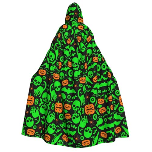 SAAKE Grüner Geist Horror Halloween Kürbis Druck Kapuzenumhang Erwachsene Zauberer Kostüm Halloween Cosplay Karneval Maskerade Partys von SAAKE