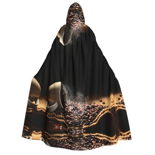 SAAKE Kapuzenumhang mit Kaffeebohnen für Erwachsene, Zauberer-Kostüm, Halloween, Cosplay, Karneval, Maskerade, Partys von SAAKE