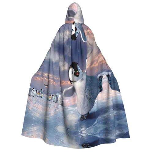 SAAKE Kapuzenumhang mit Pinguin-Aufdruck für Erwachsene, Zauberer-Kostüm, Halloween, Cosplay, Karneval, Maskerade, Partys von SAAKE