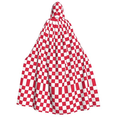 SAAKE Rot-weißer Kapuzenumhang für Erwachsene, Zauberer-Kostüm, Halloween, Cosplay, Karneval, Maskerade, Partys von SAAKE