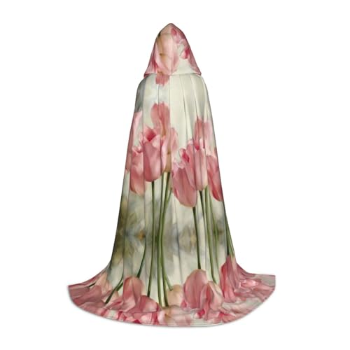 SAAKE Roter Umhang mit Tulpenmuster, Cosplay, Halloween, Kapuzenumhang, Karneval, Party-Dekoration, 130/150/170 cm, Hexenkostüm SAAKE Roter Umhang mit Tulpenmuster, Cosplay, Halloween, Kapuzenumhang, Karneval, Party-Dekoration, 130/150/170 cm, Hexenkostüm von SAAKE