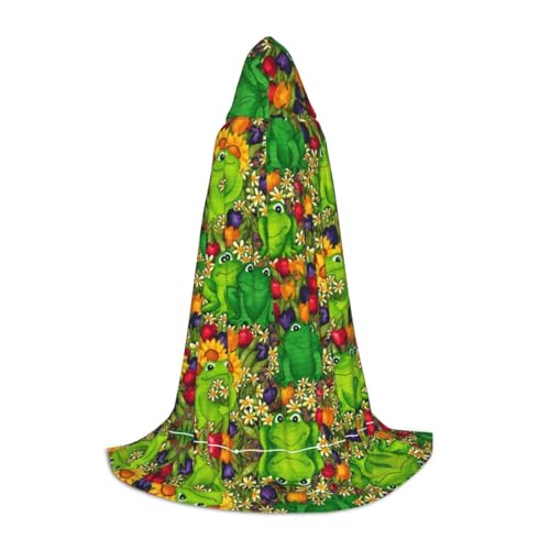SAAKE Umhang mit Frosch-Aufdruck, Cosplay, Halloween, mit Kapuze, Karneval, Party-Dekoration, 130/150/170 cm, Hexenkostüm von SAAKE