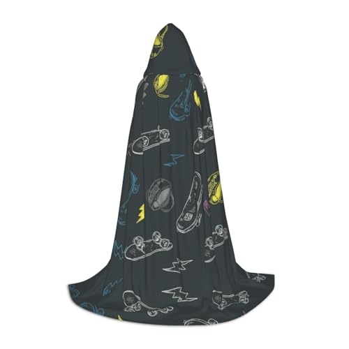 SAAKE Umhang mit Graffiti-Skateboard-Druck, Cosplay, Halloween, mit Kapuze, Karneval, Party-Dekoration, 130/150/170 cm, Hexenkostüm SAAKE Umhang mit Graffiti-Skateboard-Druck, Cosplay, Halloween, mit Kapuze, Karneval, Party-Dekoration, 130/150/170 cm, Hexenkostüm von SAAKE