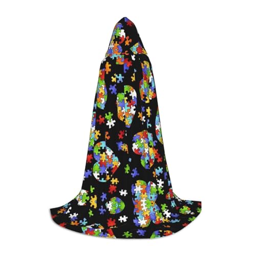 SAAKE Umhang mit Kapuze für Autismus-Bewusstsein, Puzzleteile, Herz-Druck, Cosplay, Halloween, Kapuzenumhang, Karneval, Party-Dekoration, 130/150/170 cm, Hexenkostüm SAAKE Umhang mit Kapuze für Autismus-Bewusstsein, Puzzleteile, Herz-Druck, Cosplay, Halloween, Kapuzenumhang, Karneval, Party-Dekoration, 130/150/170 cm, Hexenkostüm von SAAKE