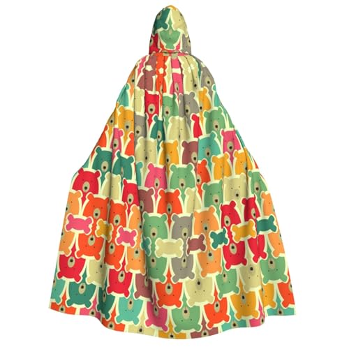 SAAKE Umhang mit Kapuze und buntem Bären-Druck, für Erwachsene, Zauberer-Kostüm, Halloween, Cosplay, Karneval, Maskerade, Partys SAAKE Umhang mit Kapuze und buntem Bären-Druck, für Erwachsene, Zauberer-Kostüm, Halloween, Cosplay, Karneval, Maskerade, Partys von SAAKE