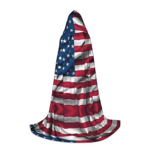 SAAKE Umhang mit amerikanischer Flagge, Cosplay, Halloween, Kapuzenumhang, Karneval, Party-Dekoration, 130/150/170 cm, Hexenkostüm von SAAKE