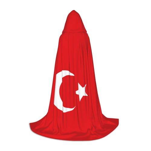 SAAKE Umhang mit der Flagge der Türkei, Cosplay, Halloween, mit Kapuze, Karneval, Party-Dekoration, 130/150/170 cm, Hexenkostüm von SAAKE