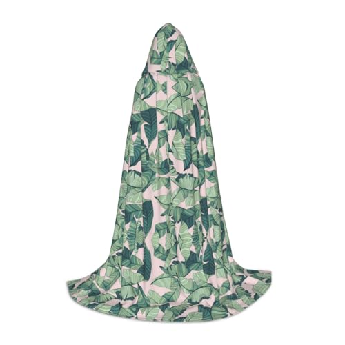 SAAKE Umhang mit grüner Palme, Blätter, roter Druck, Cosplay, Halloween, Kapuzenumhang, Karneval, Party-Dekoration, 130/150/170 cm, Hexenkostüm von SAAKE