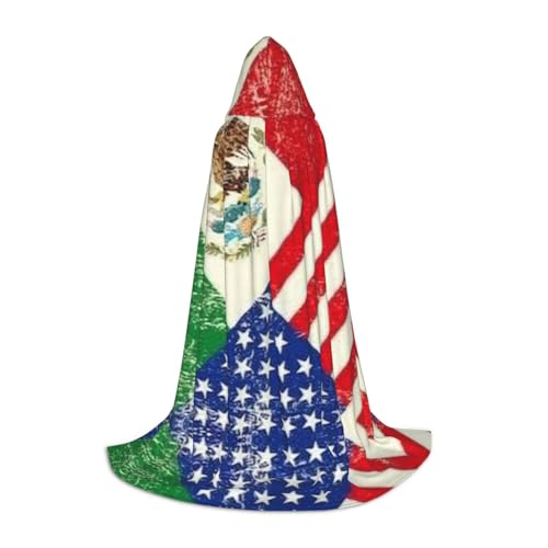 SAAKE Umhang mit mexikanischer amerikanischer Flagge, Cosplay, Halloween, Kapuzenumhang, Karneval, Party-Dekoration, 130/150/170 cm, Hexenkostüm von SAAKE