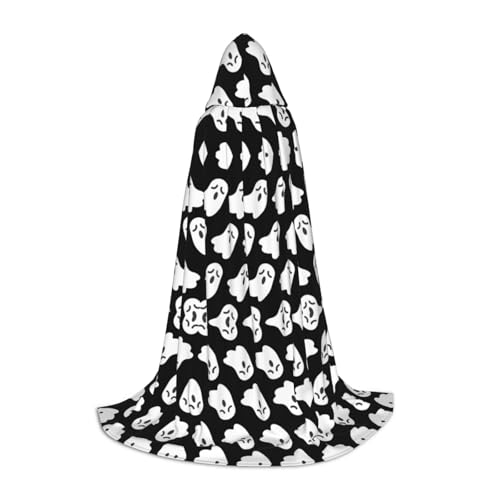 SAAKE Umhang mit niedlichem Geistermuster, Halloween-Druck, Cosplay, Halloween, Kapuzenumhang, Karneval, Party-Dekoration, 130/150/170 cm, Hexenkostüm SAAKE Umhang mit niedlichem Geistermuster, Halloween-Druck, Cosplay, Halloween, Kapuzenumhang, Karneval, Party-Dekoration, 130/150/170 cm, Hexenkostüm von SAAKE