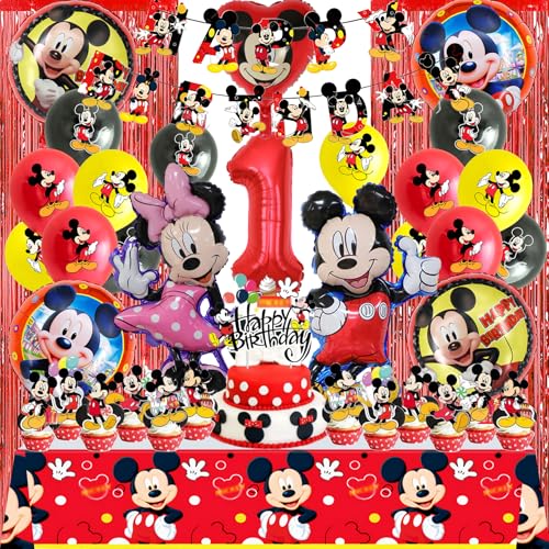 SABAN Geburtstagsdeko Ballon 1 Jahre Baby, 39 Stück 1 Jahre Mic-ke Maus Geburtstag Deko Set, 3D Mini Folienballon mit Exquisit Banner, Tortendeko, Party Dekoration für Kinder (Rot) SABAN Geburtstagsdeko Ballon 1 Jahre Baby, 39 Stück 1 Jahre Mic-ke Maus Geburtstag Deko Set, 3D Mini Folienballon mit Exquisit Banner, Tortendeko, Party Dekoration für Kinder (Rot) von SABAN