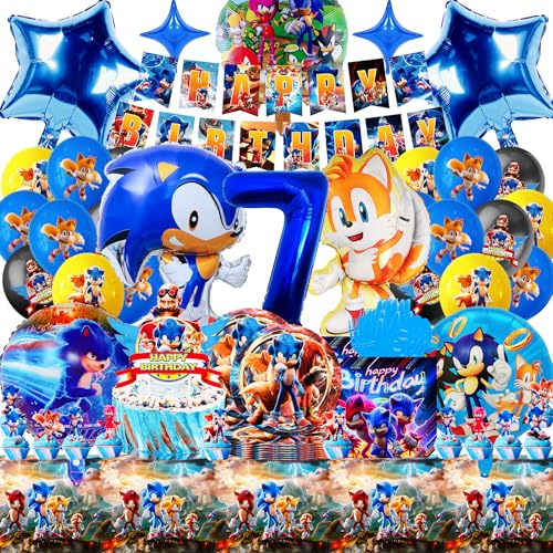SABAN Soni Geburtstag Deko 7 Jahre – 95-Teiliges Party-Zubehör mit Ballons, Bannern, Tellern & Servietten – Leuchtende Farben & Hochwertiges Material für Themenpartys & Kindergeburtstage SABAN Soni Geburtstag Deko 7 Jahre – 95-Teiliges Party-Zubehör mit Ballons, Bannern, Tellern & Servietten – Leuchtende Farben & Hochwertiges Material für Themenpartys & Kindergeburtstage von SABAN