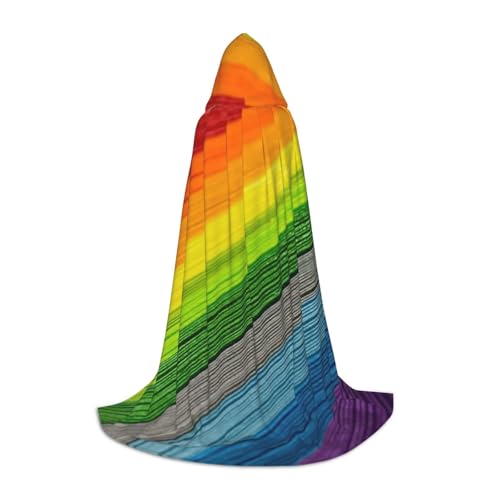 Kapuzenumhang für Herren, Regenbogenfarben, gestreift, Zauberer-Umhang mit Kapuze, perfekt für Halloween und Cosplay von SABFWF