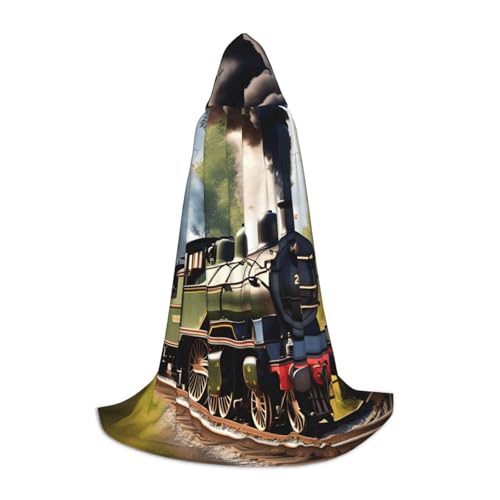 SABFWF Kapuzenumhang für Herren, Motiv: Steam Little Train, Zauberer-Umhang mit Kapuze, perfekt für Halloween und Cosplay von SABFWF