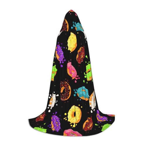 SABFWF Kapuzenumhang mit Donut-Aufdruck für Herren, Zauberer-Umhang mit Kapuze, perfekt für Halloween und Cosplay von SABFWF