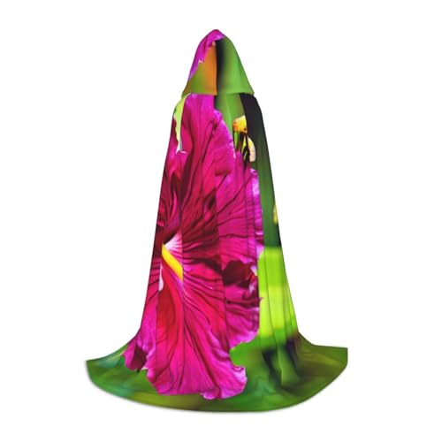 SABFWF Kapuzenumhang mit Hibiskusblumen-Aufdruck, für Herren, Zauberer-Umhang mit Kapuze, perfekt für Halloween und Cosplay von SABFWF